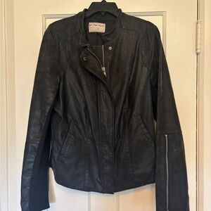 Free People Black Women's Vegan Leather Jacket